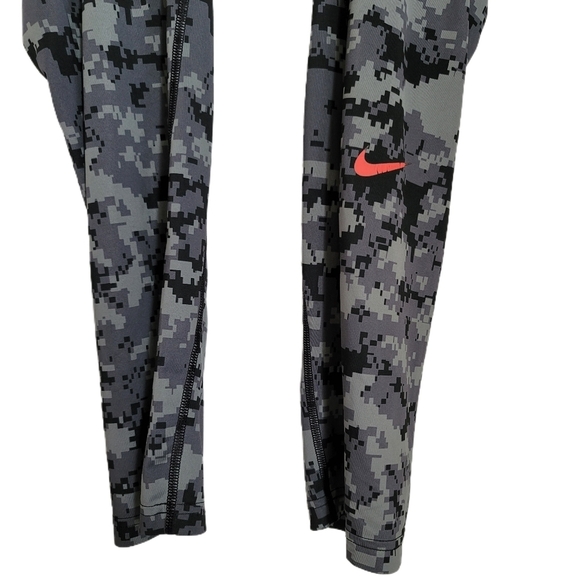 Nike Pro Combat Leggings Youth L Large Gray Black Pull On - Picture 3 of 6
